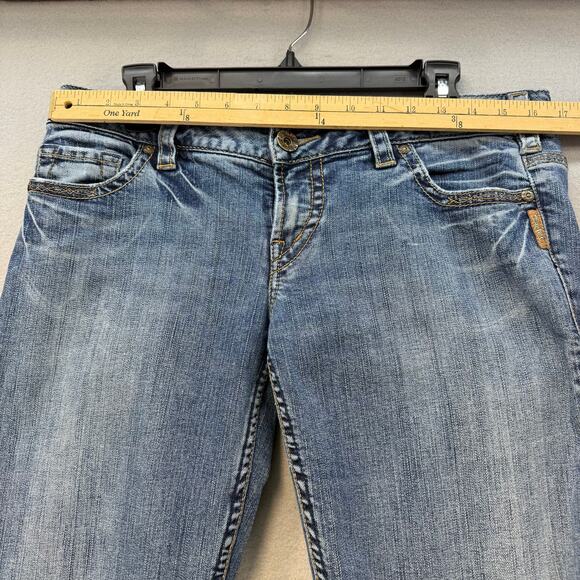 Silver Jeans Women's 31 (12) Blue Santorini Slim Boot Cut Low Rise Fit Western - Picture 12 of 16